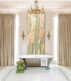 3D Impasto Tulip Field Soft Pink Modern Wall Art