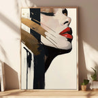 Minimalist Golden Accent Woman Portrait Oil Painting
