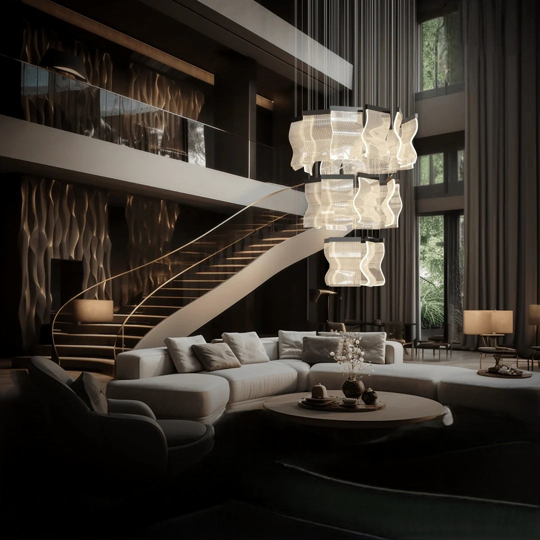Kristy Industrial Chandelier Wave /Metal Gold Bedroom/Living Room