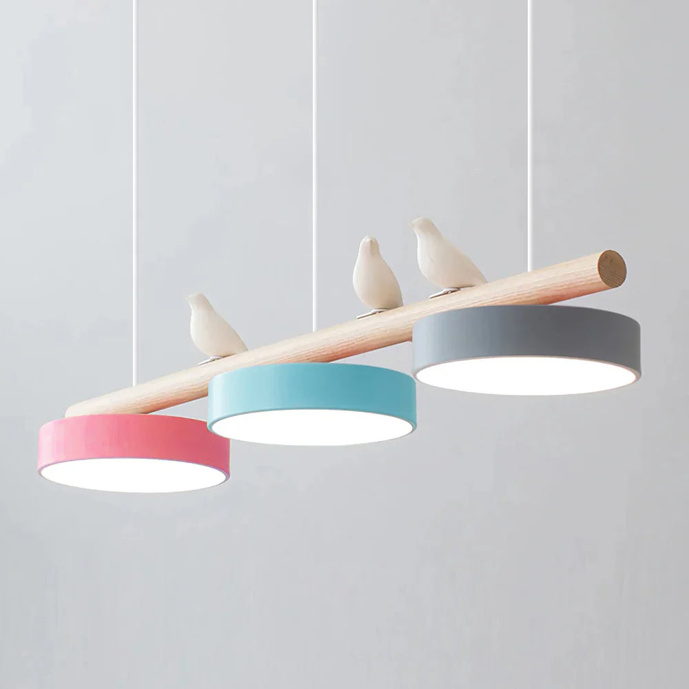 Cliff Pendant Light Oiseau - Câble White - Pink and Blue and Grey - Light Warm