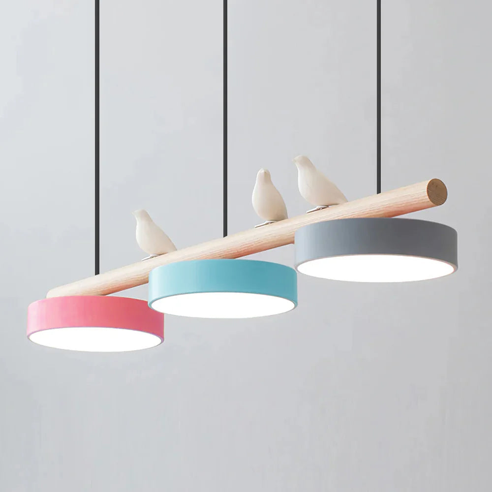Cliff Pendant Light Oiseau - Câble Black - Pink and Blue and Grey - Light Warm