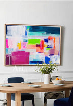 Vibrant Color Block Abstract Painting Horizontal