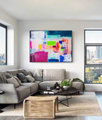 Vibrant Color Block Abstract Painting Horizontal