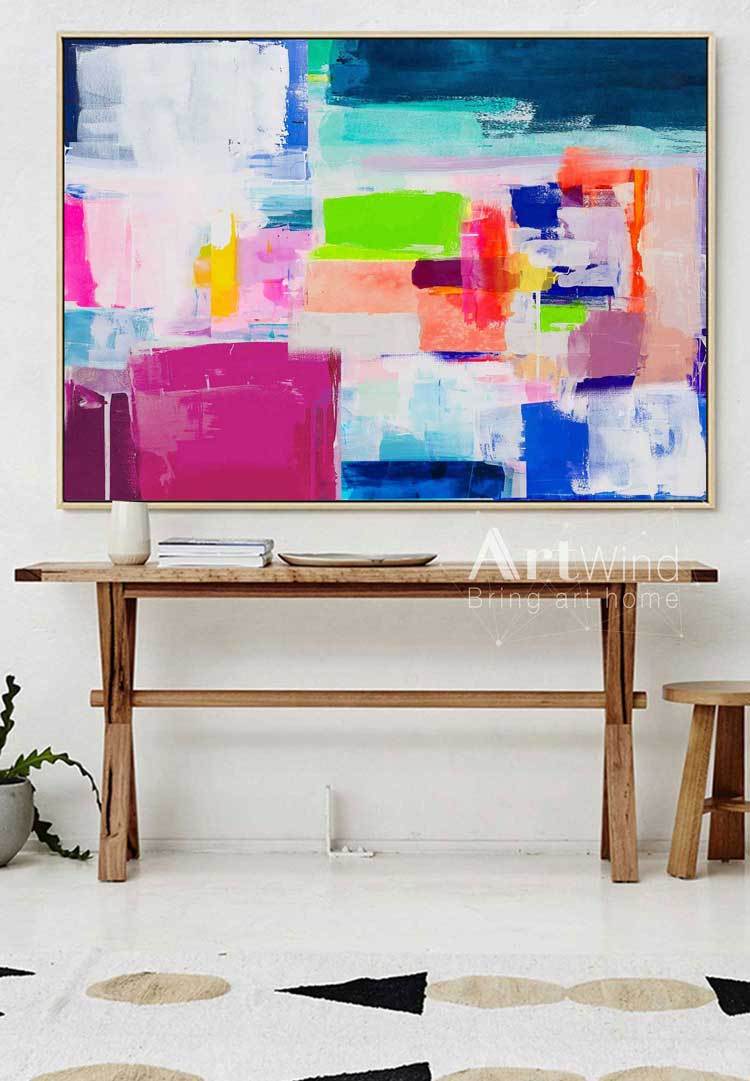 Vibrant Color Block Abstract Painting Horizontal