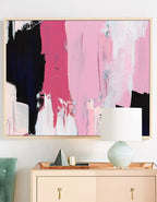 Bold Pink & Black Abstract Painting