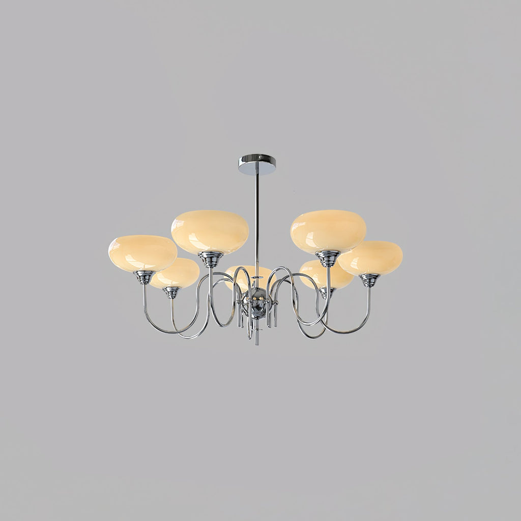 Silva Vintage LED Metal Multi Lampshade Creamy White Yellow Bulbs Luxury Bedroom Living Room Pendant Light, Gold/Chrome