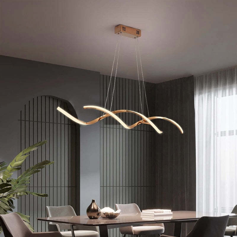 Arisha Modern Wavy Metal/ Pendant Light, Chrome/Gold
