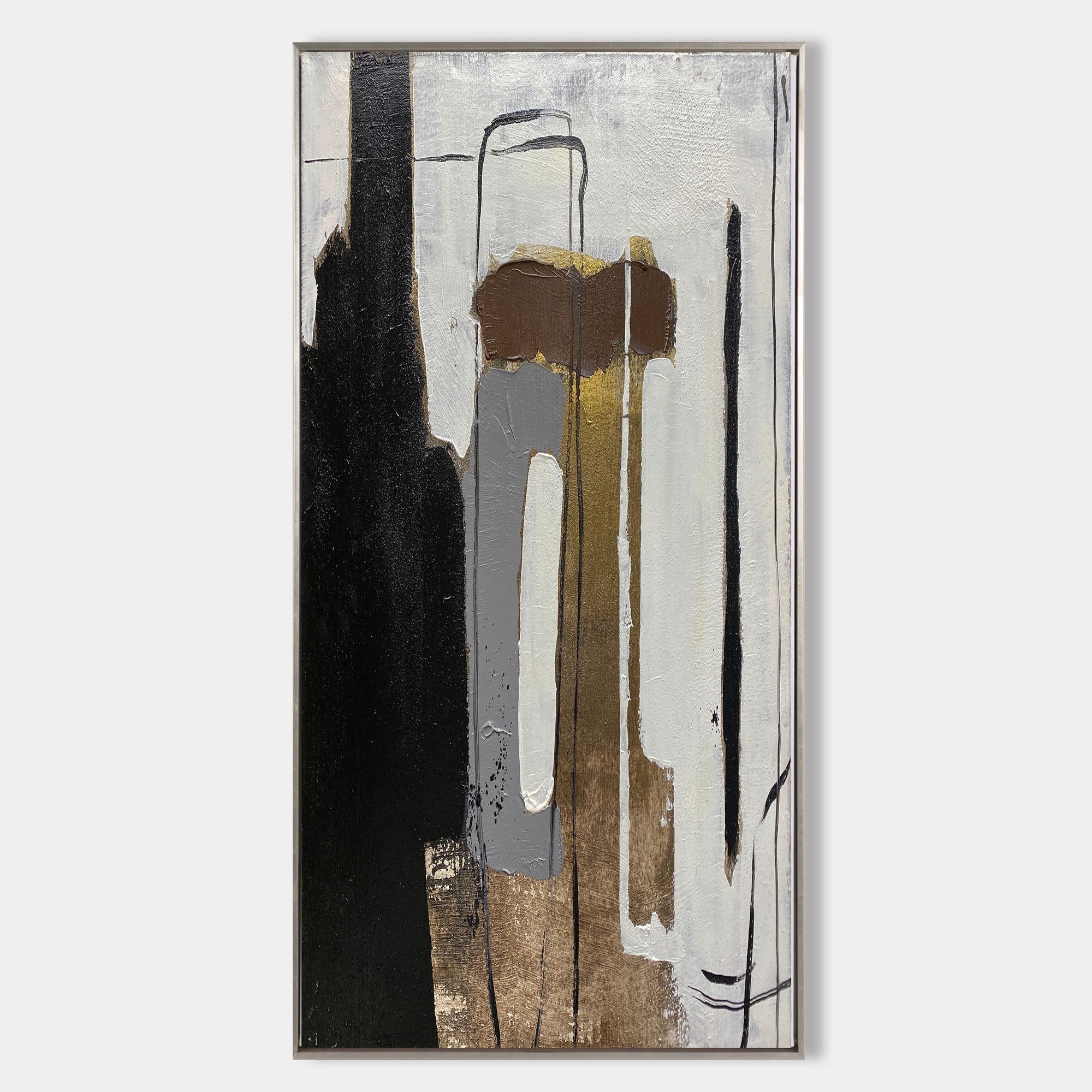 Wabi-Sabi Neutral Vertical Abstract Oil Painting