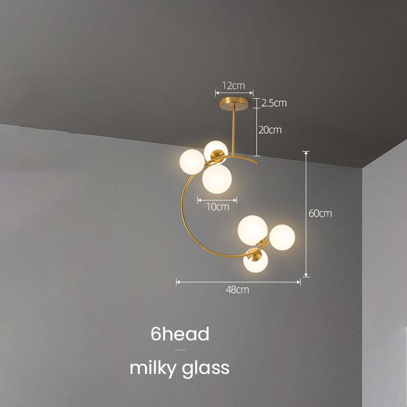 Valentina Modern Glass Globe Pendant Light, Metal & Glass, 3 Style