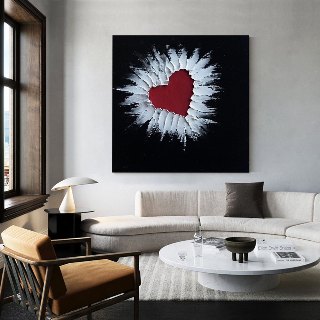 Texture Love Red Heart 3D Textured Painting