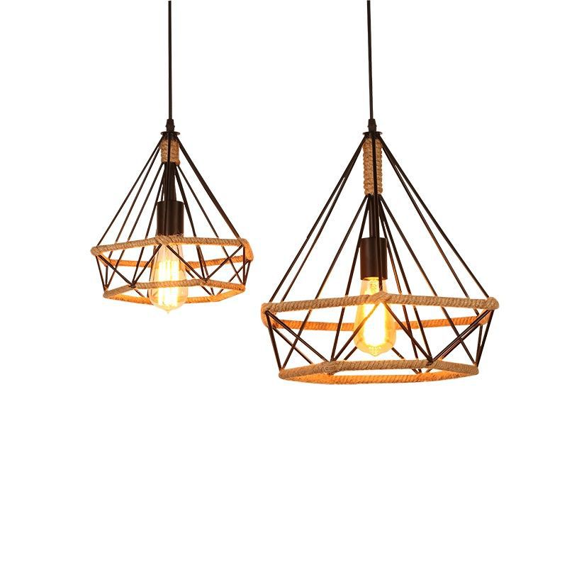 Epoch Countryside Diamond Pendant Light Black Metal Kitchen/Cafe