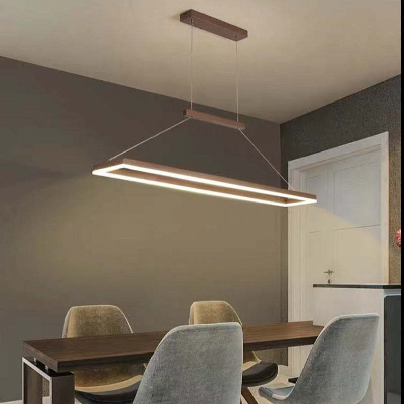 Gloen Modern Rectangular Hanging Pendant Light, Gold/Coffee
