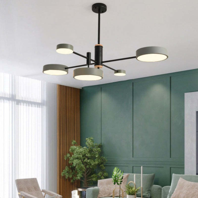 Arisha Pendant Light LED, Metal & Wood, Grey/White/Gold