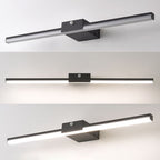 Arisha Minimalist Linear Metal Wall Lamp, Black/White, Bathroom
