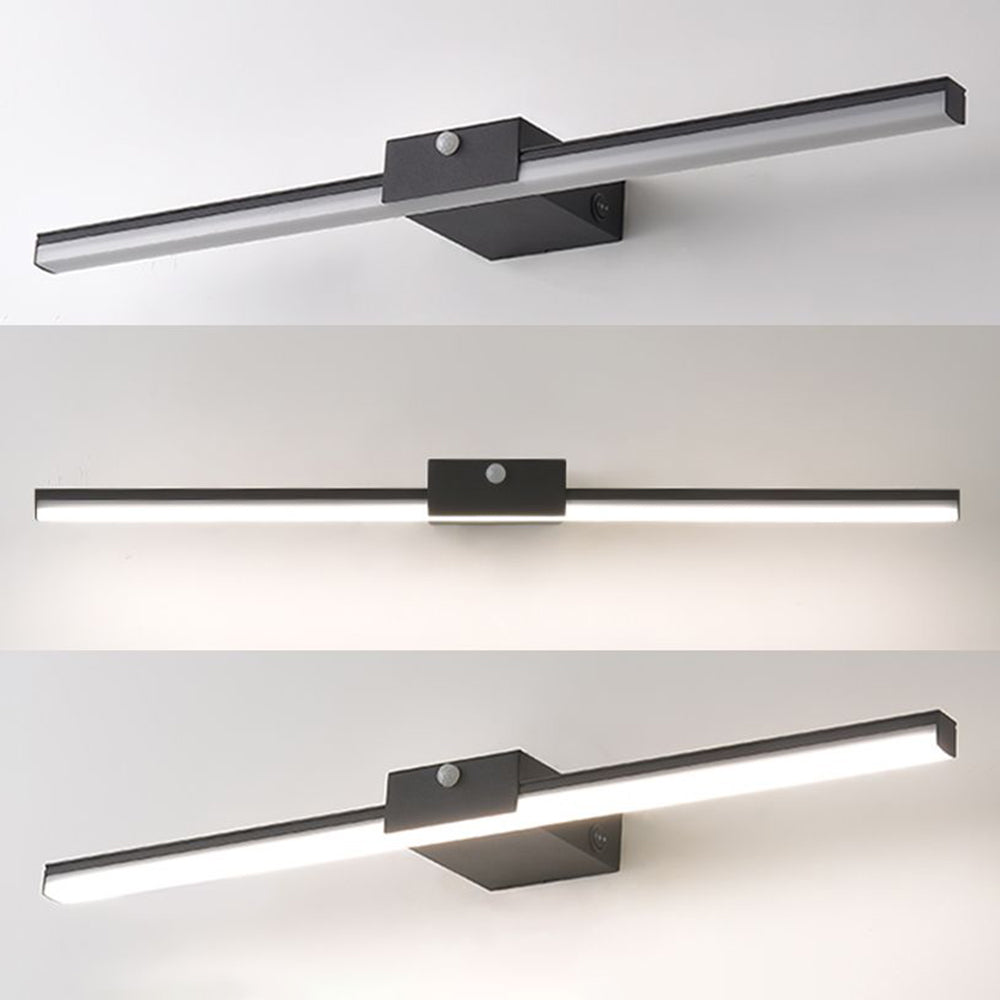 Arisha Minimalist Linear Metal Wall Lamp, Black/White, Bathroom