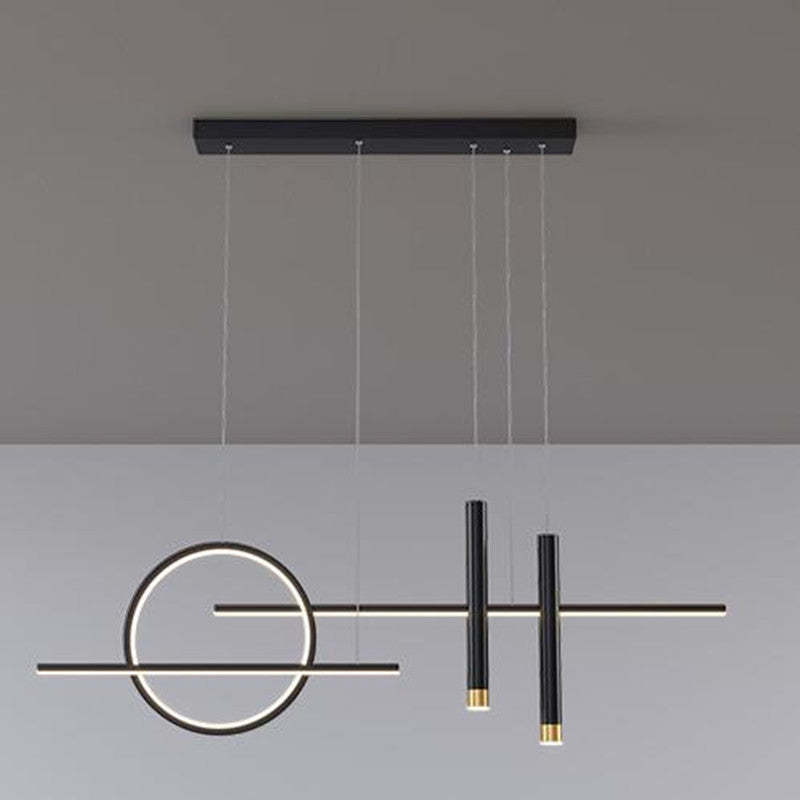 Arisha Minimalism Led Pendant Light, Irregular Ring, Black/Glod