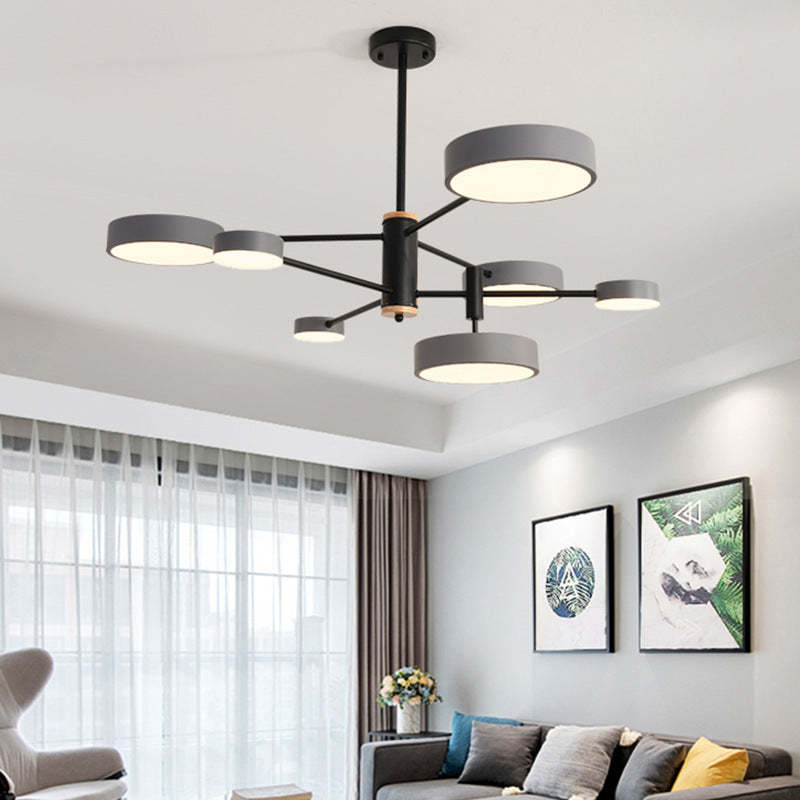 Arisha Pendant Light LED, Metal & Wood, Grey/White/Gold