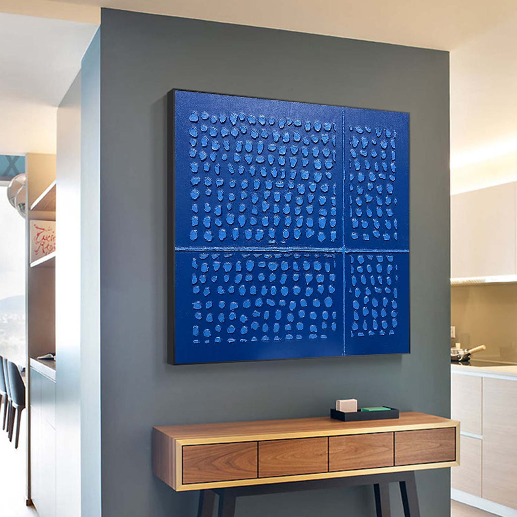 Textured Indigo Blue Dot Relief Painting