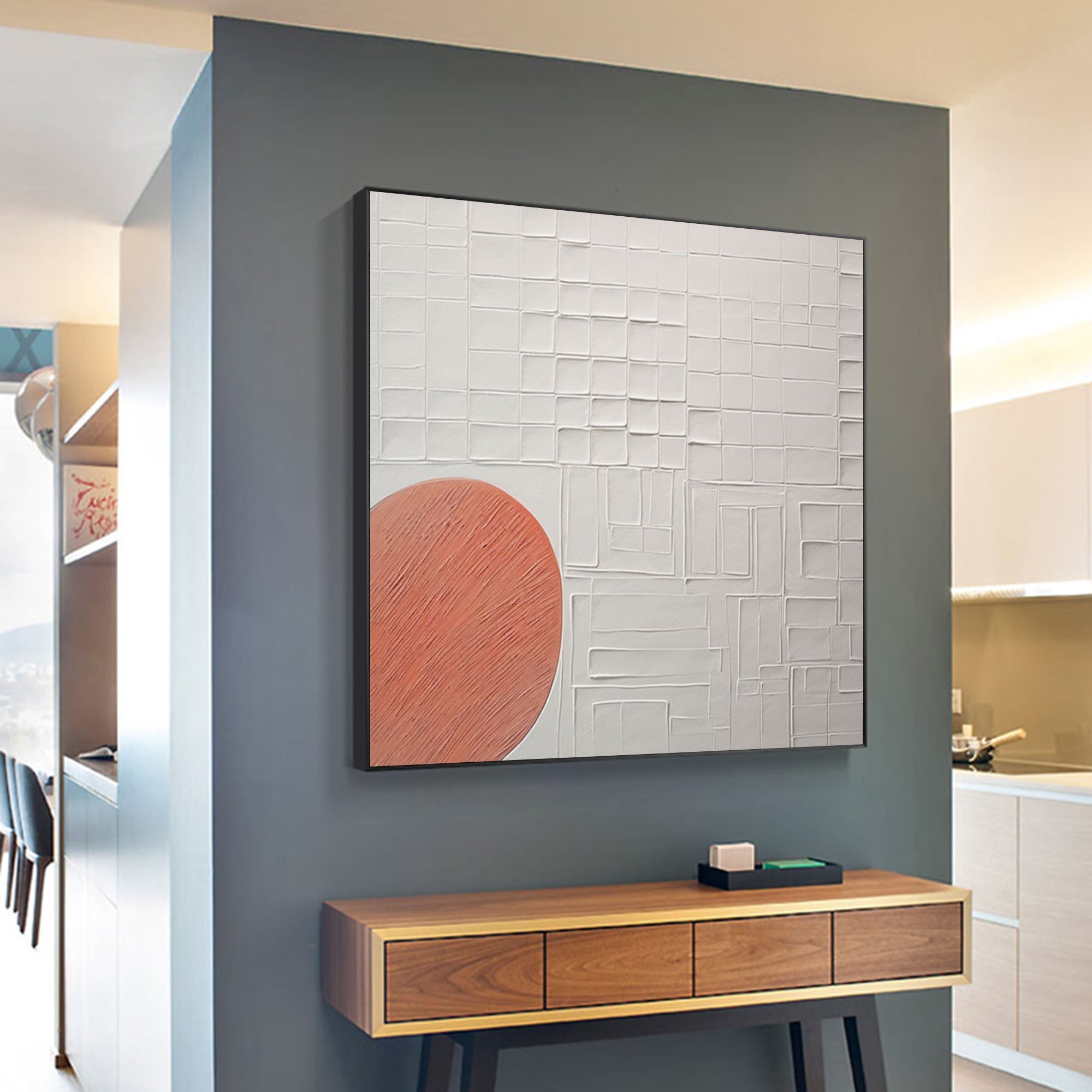 Textured Geometric Sunrise Abstract Painting