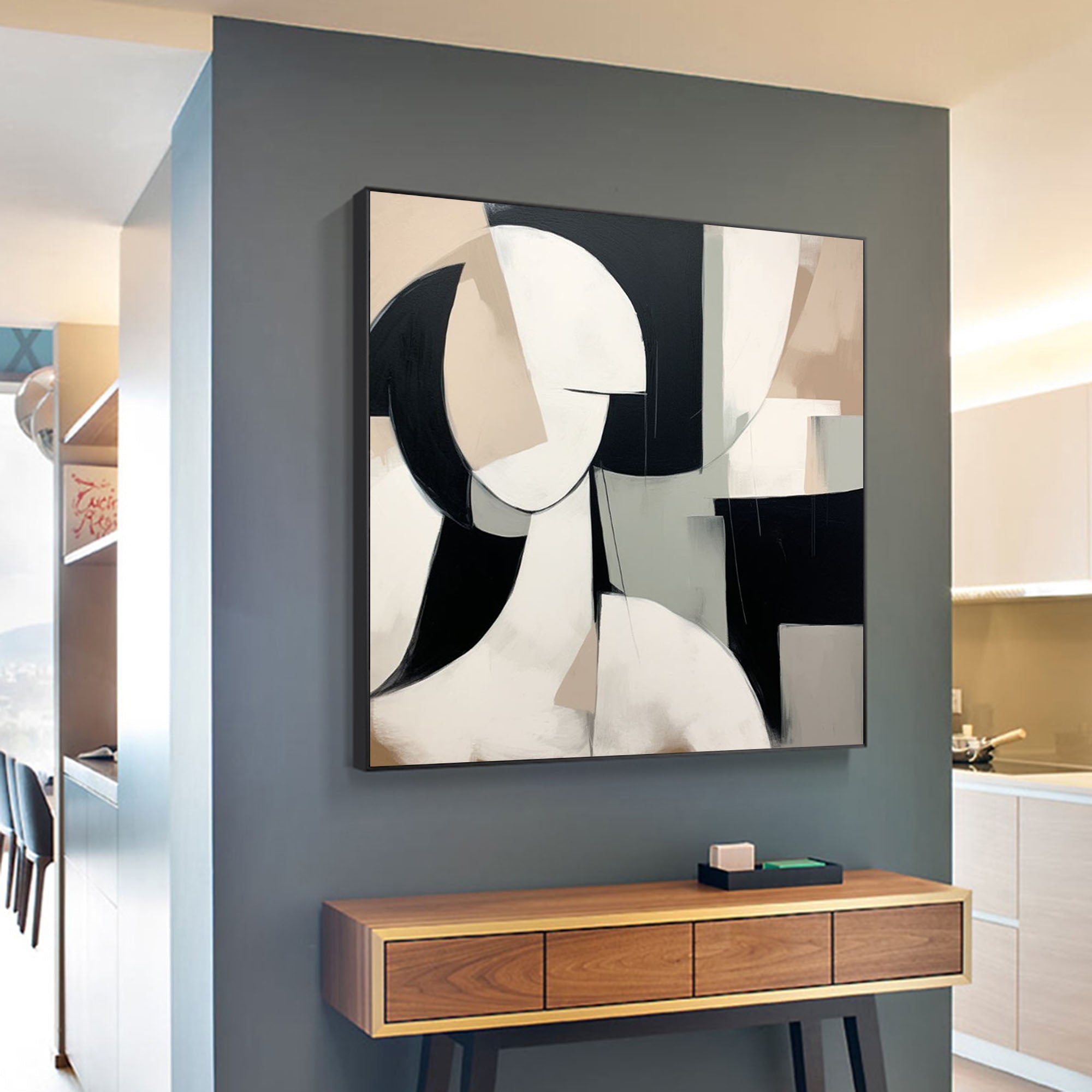 Modern Female Portrait Painting Minimalist Geometric
