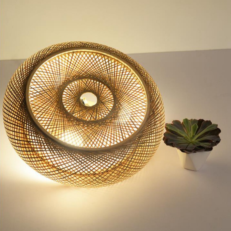 Muto Rattan Woven Rustic LED Flush Mount Ceiling Light