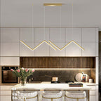 Arisha Modern Wavy linear Pendant Light Double, Black/Gold