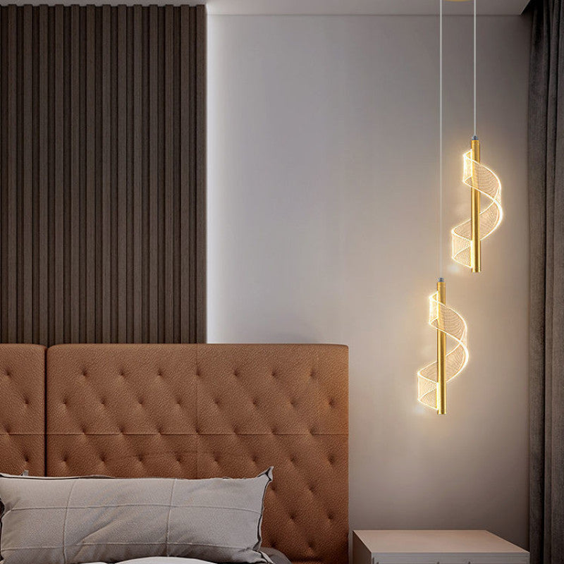 Zeva Vintage Golden Ribbon Pendant Light, Metal/
