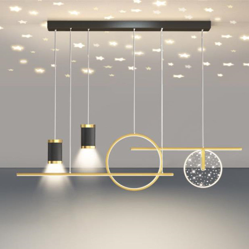 Arisha Modern Metal Starry Pendant Light, Black/White/Gold