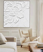 3D White Floral Impasto Painting