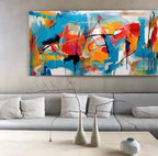 Expressionist Panoramic Blue Orange Painting