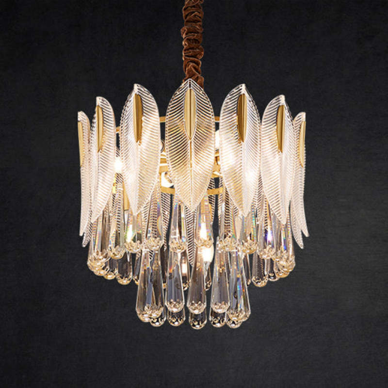 Arisha Luxury Feather Crystal Chandelier, Living Room