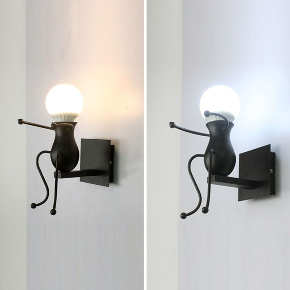 Arisha Modern Decorative Man Metal Wall Lamp, White/Black