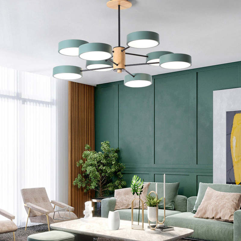 Arisha Art Deco Pendant Light, White/Green/Grey,Metal/Wood