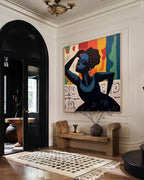 Vibrant Black Woman Portrait 3D Impasto Painting