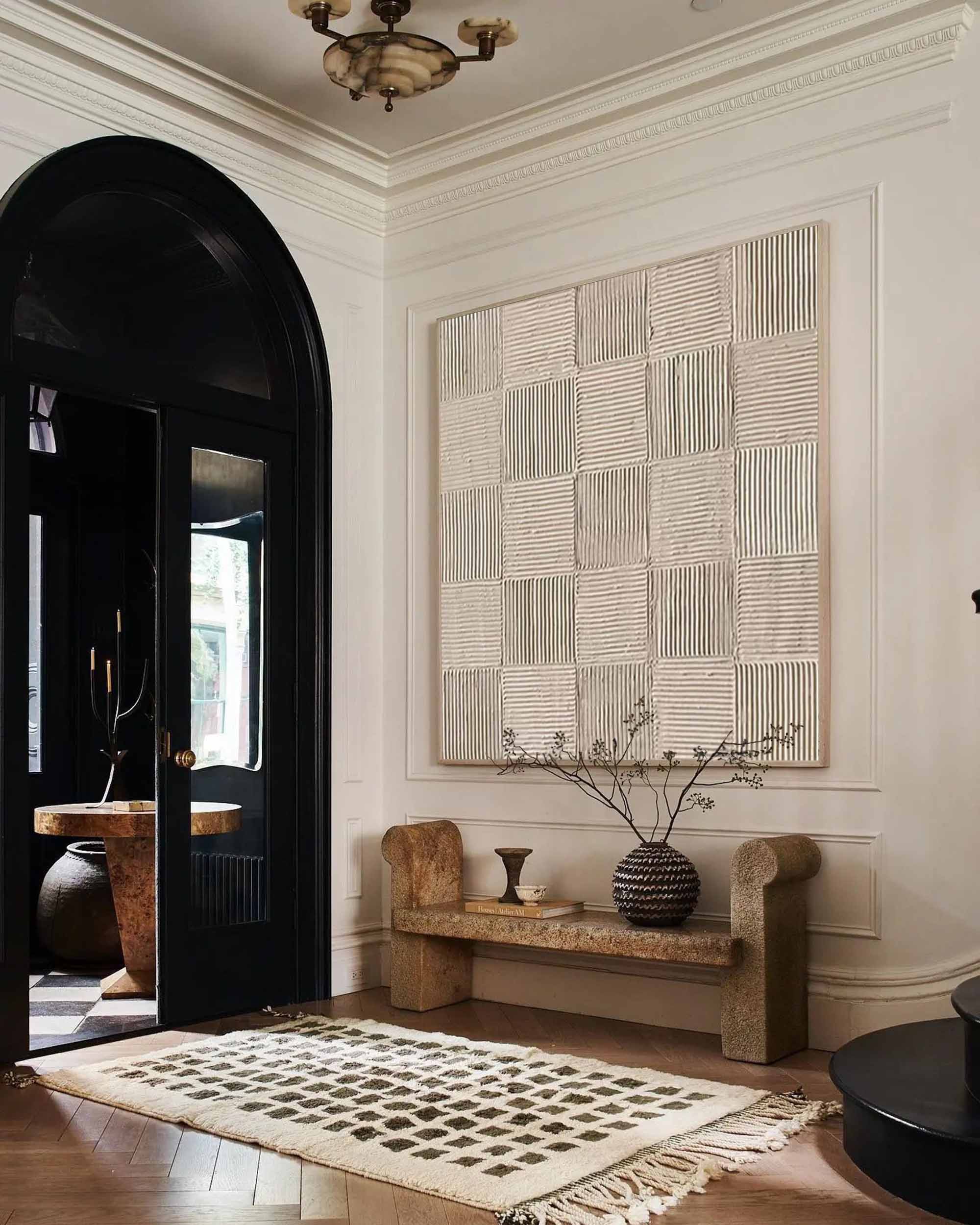 Neutral Tone Textured Checkerboard Oil Painting