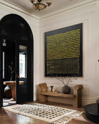 Tactile Gold Dot & Line Oil Painting Black Background