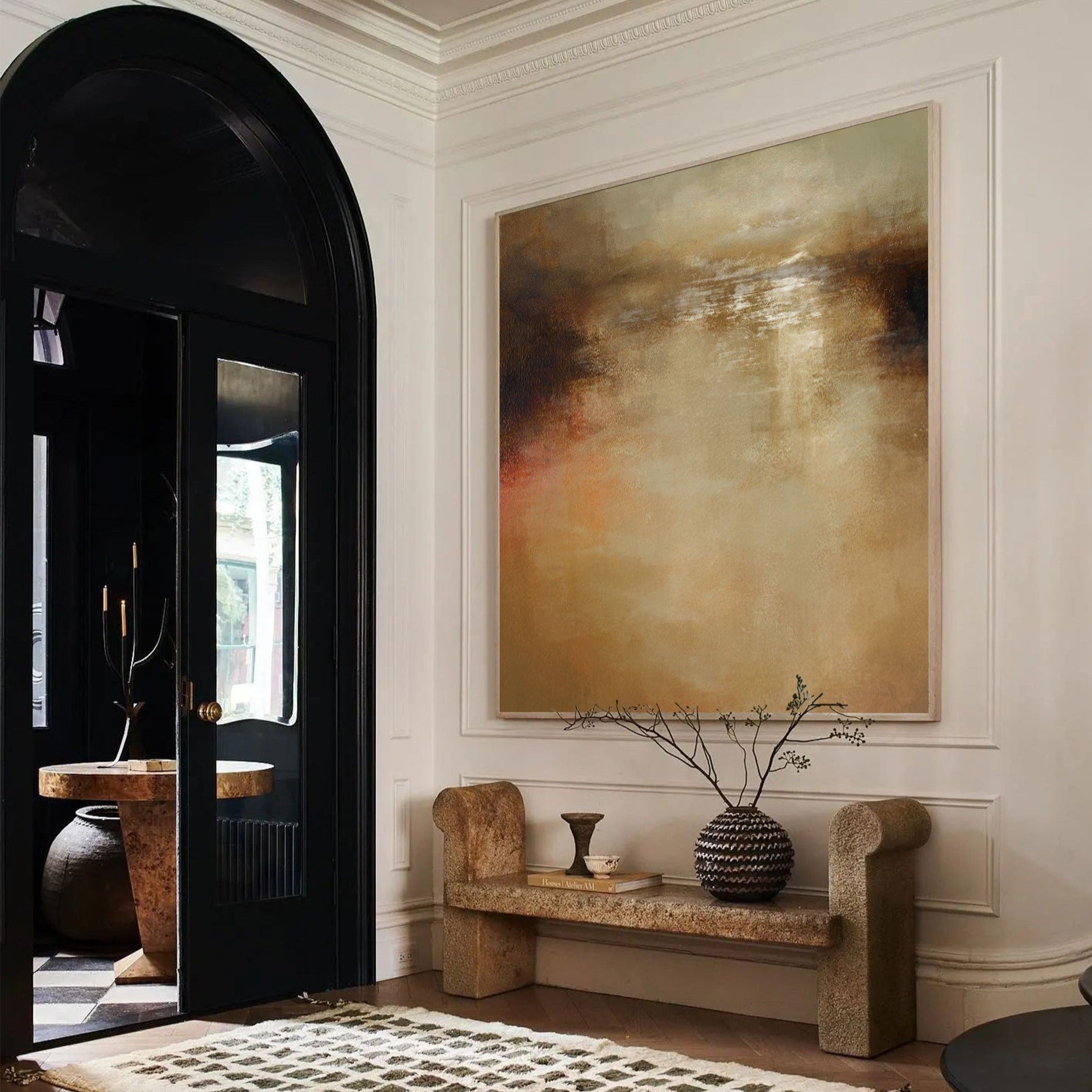 Neutral Warm Abstract Landscape Oil Painting