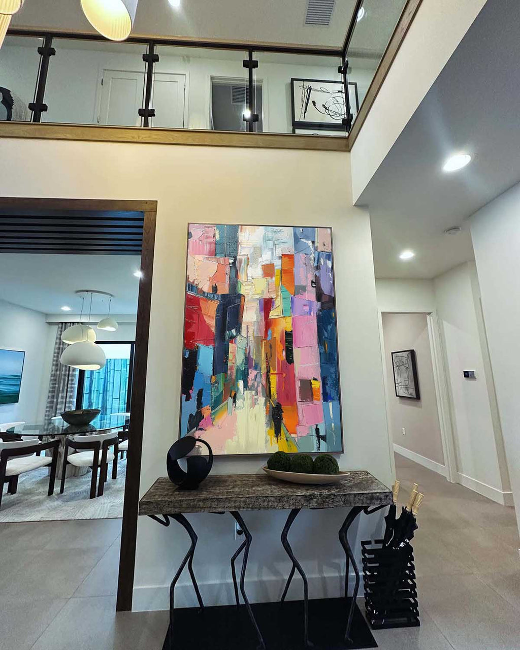 Vibrant Cubist Color Block Impasto Painting