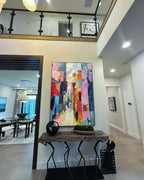 Vibrant Cubist Color Block Impasto Painting