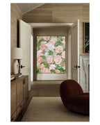 Textured Pink Floral Oil Painting Peony Blooms