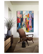 Vibrant Cubist Color Block Impasto Painting