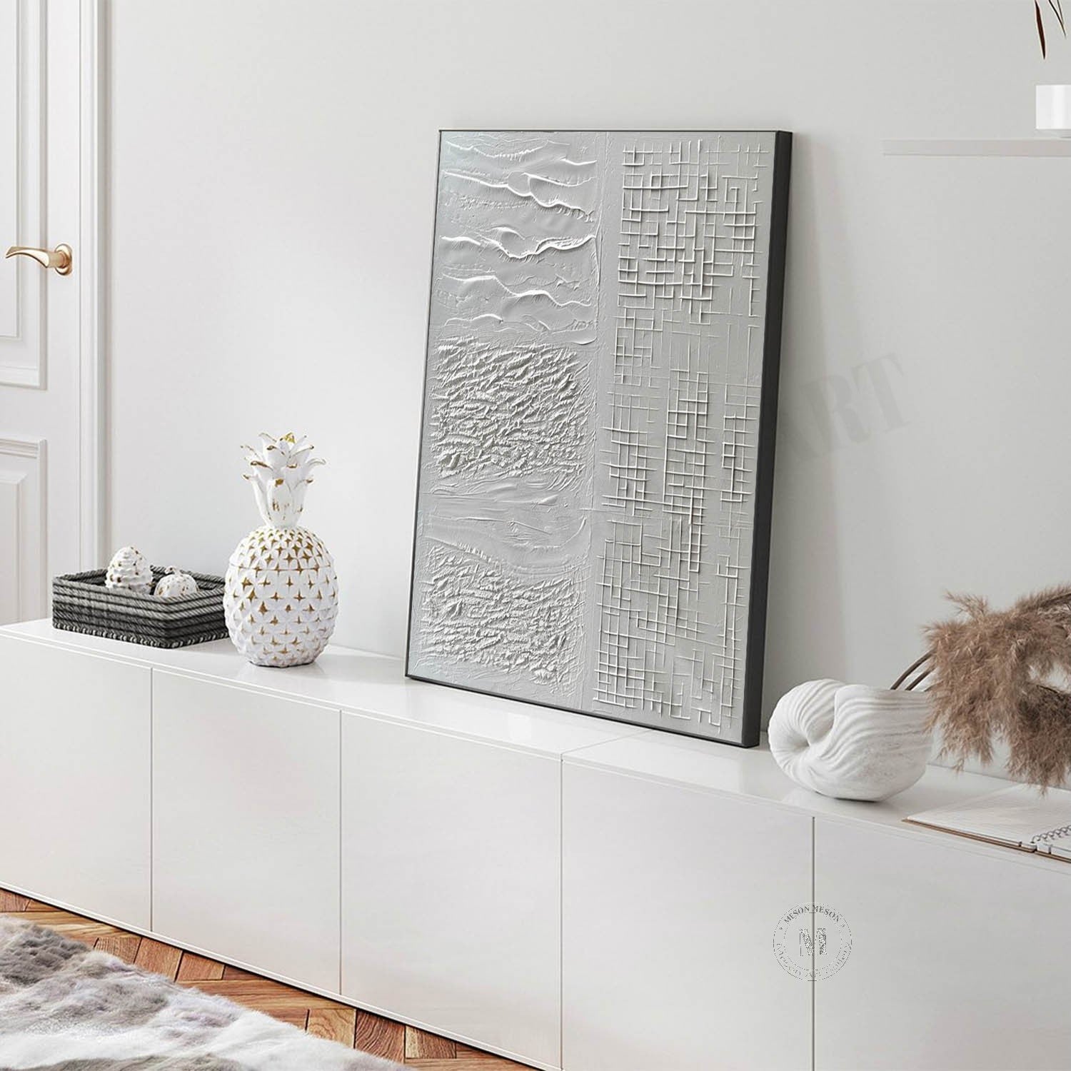 Neutral Tone Textured Plaster Art Texture Painting