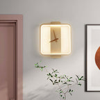 Valentina Arisha Square Clock Metal & Wall Lamp, Gold