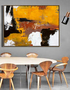 Vibrant Yellow Oil Painting Textured Hand Painted