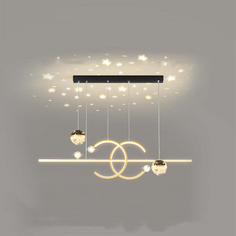 Arisha Pendant Light Double-C, Gold/Black Starry-sky