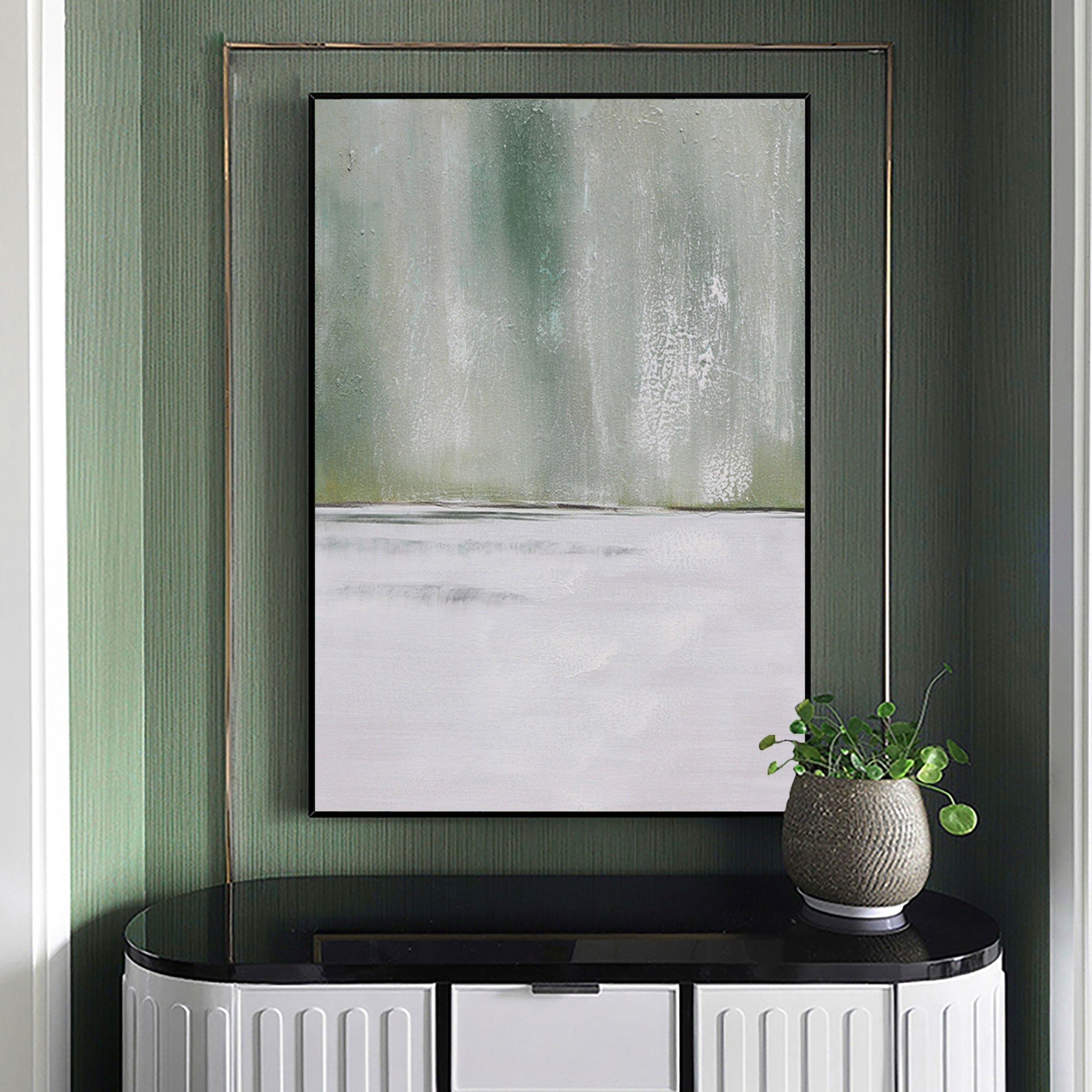 Misty Sage Green Landscape Abstract Painting