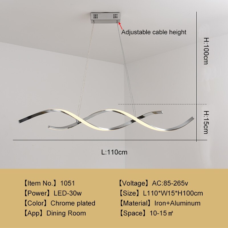 Arisha Modern Wavy Metal/ Pendant Light, Chrome/Gold