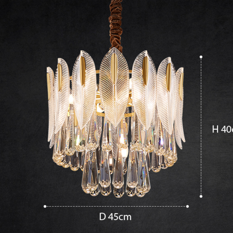 Arisha Luxury Feather Crystal Chandelier, Living Room
