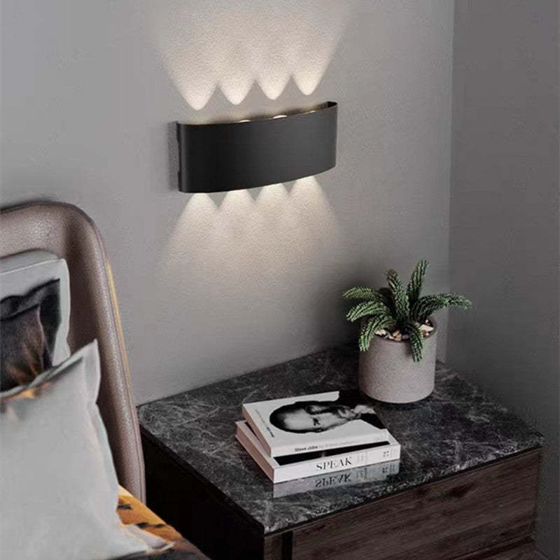 Tronix Modern Rectangular Metal Outdoor Wall Lamp, Black/White, Water-wave
