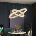 Kristy Art Deco Chandelier, Metal & Crystal, 1/2/3 Ring